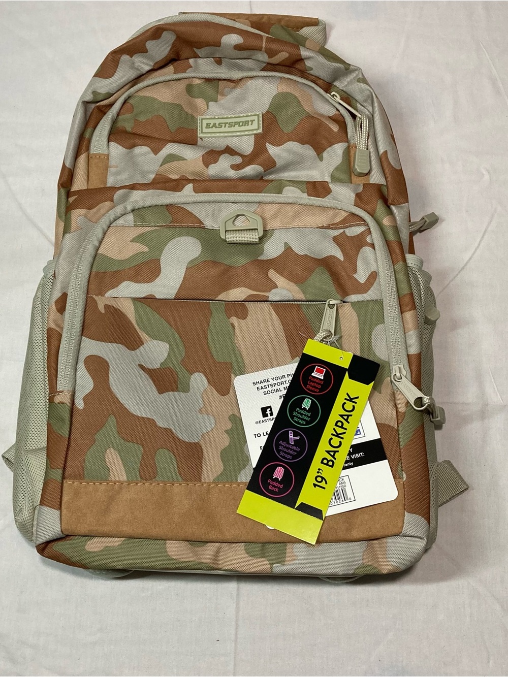 Eastsport 19" Men's Camo Backpack in Brown & Green